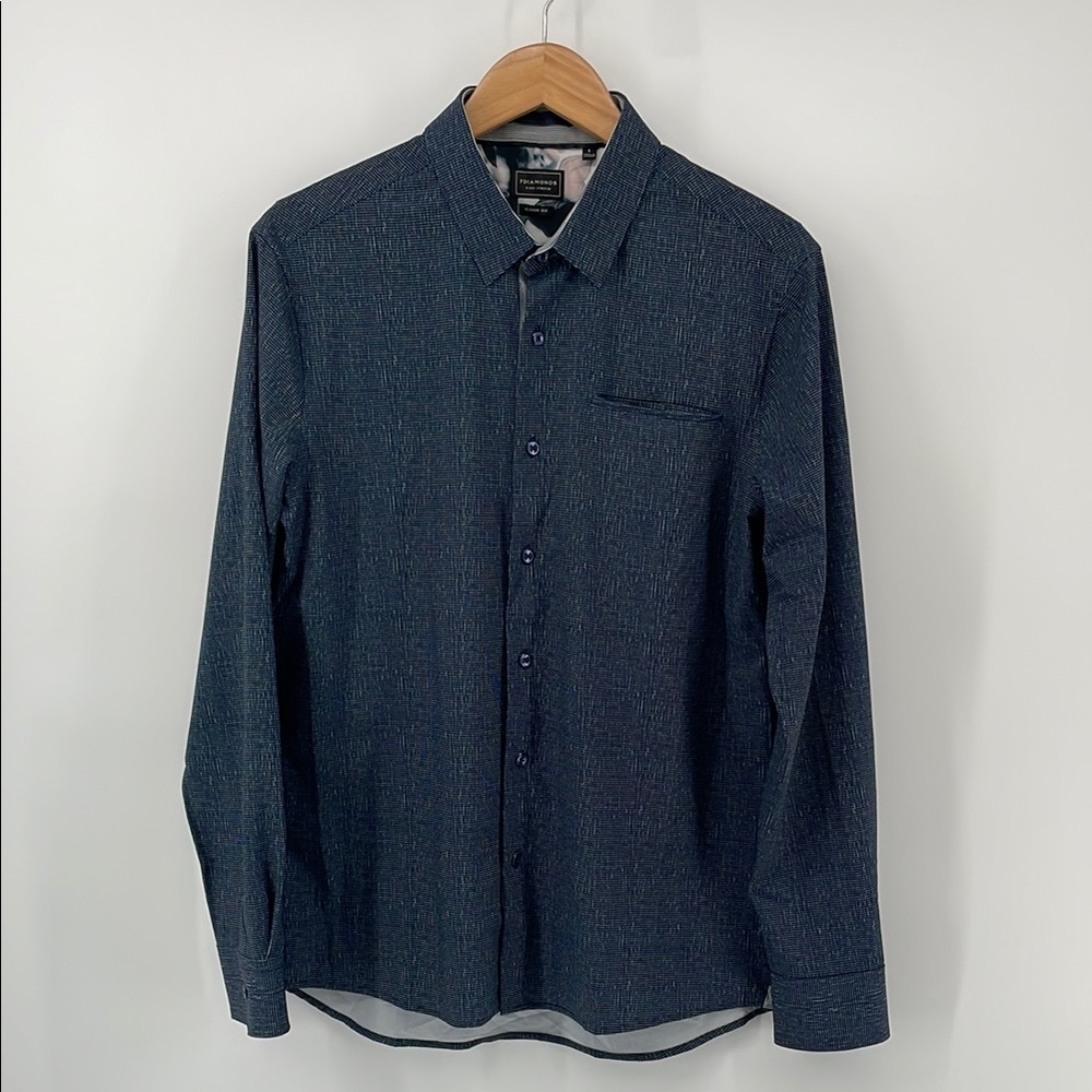 7 Diamonds Classic Fit Button Down Dress Shirt in Navy S A21
